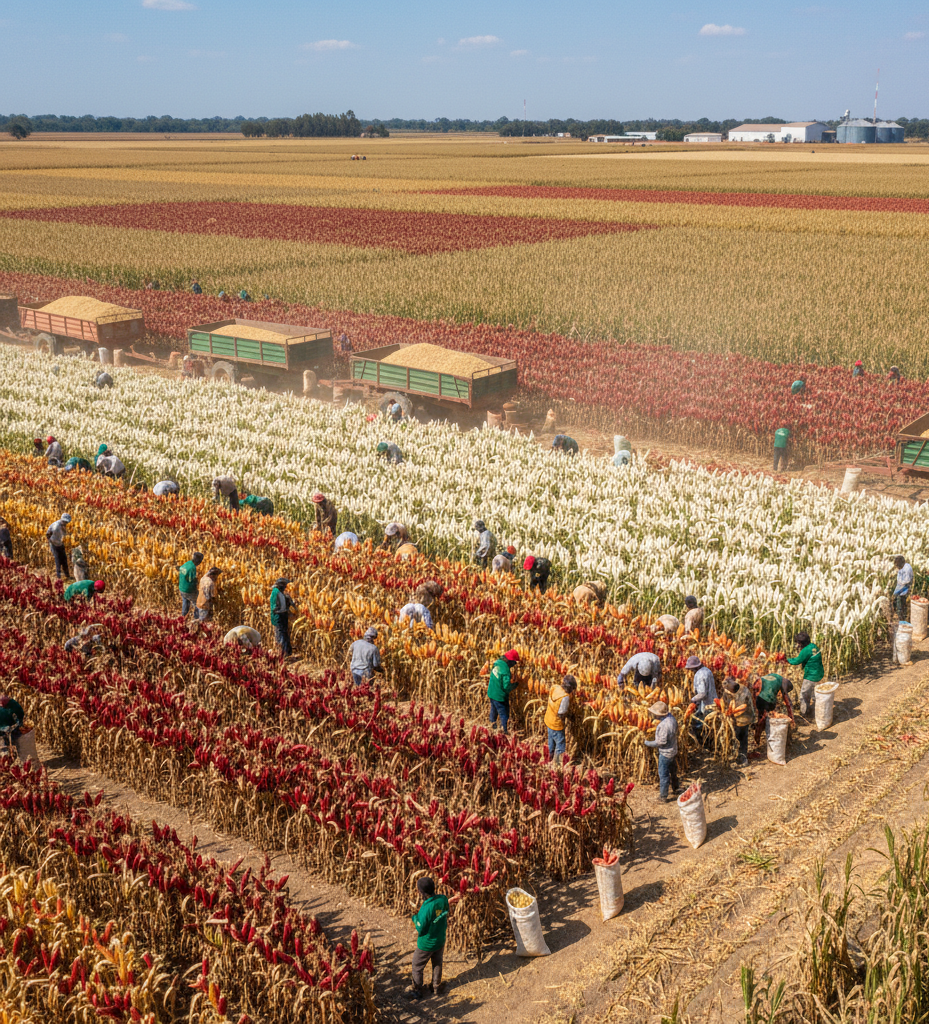 Farmers harvesting crops